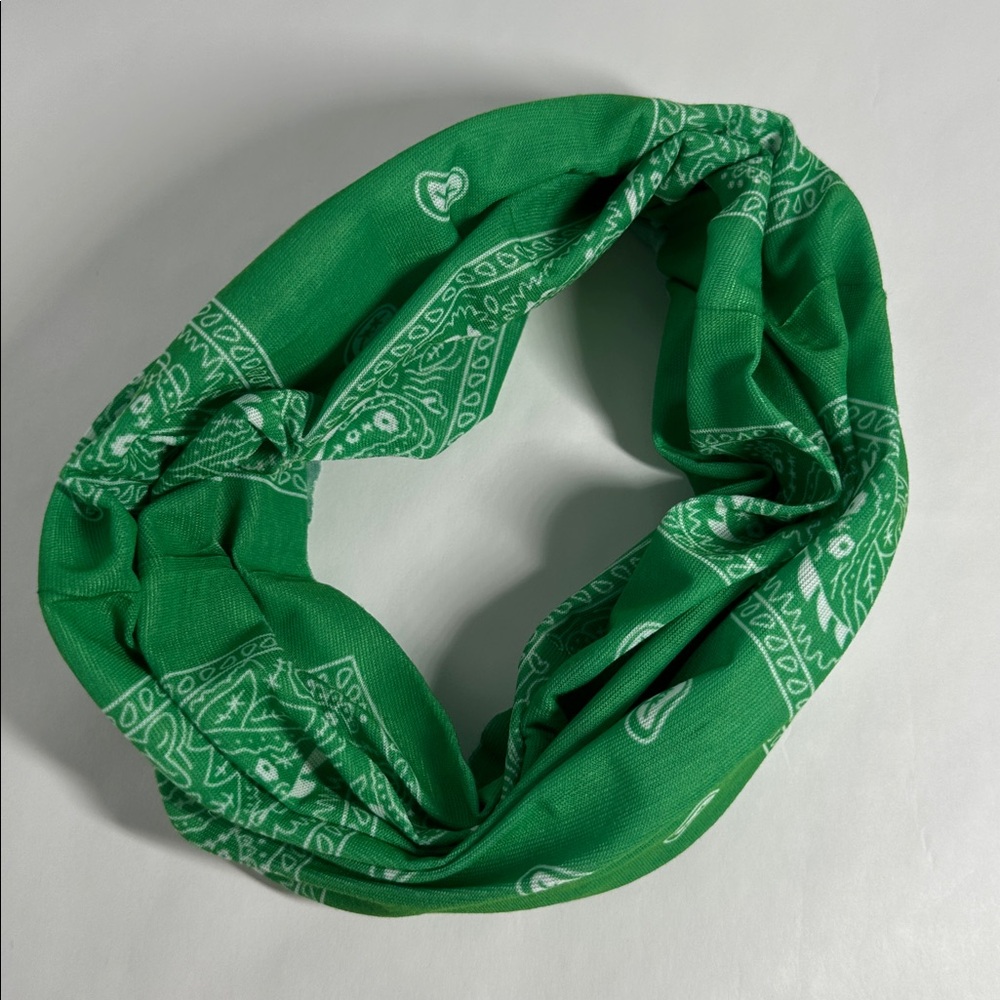 Wide Green Bandana Pattern Headband - #2053
